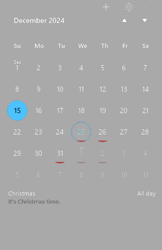 Calendar widget preview