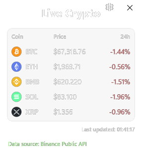 Live Crypto Prices widget preview