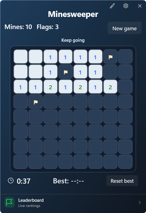 Minesweeper widget preview