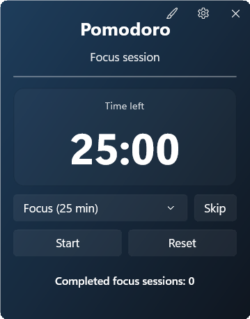 Pomodoro Focus widget preview