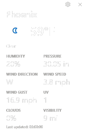 Weather widget preview