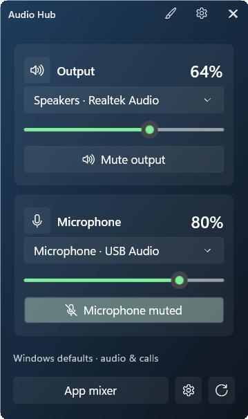 Audio Hub widget preview