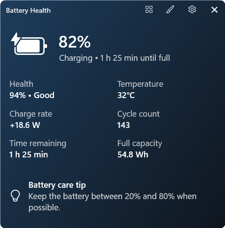 Battery widget preview