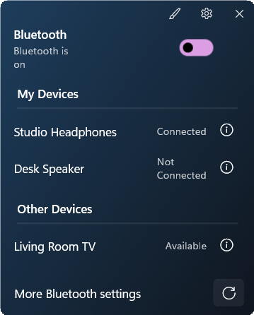 Bluetooth Manager widget preview
