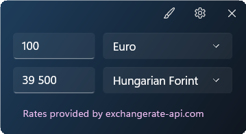 Currency converter widget preview
