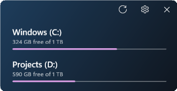 Disk drives widget preview