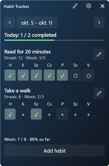 Habit Tracker widget preview