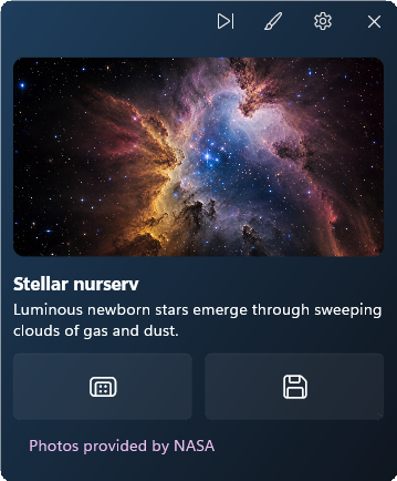 NASA Astronomy Picture of the Day widget preview