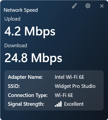 Network speed widget preview