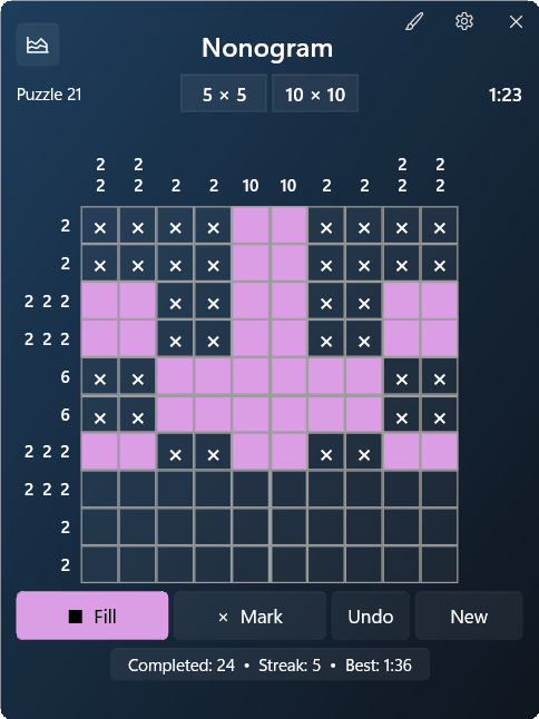 Nonogram widget preview