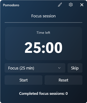Pomodoro Focus widget preview