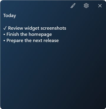 Sticky notes widget preview