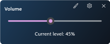 Volume control widget preview