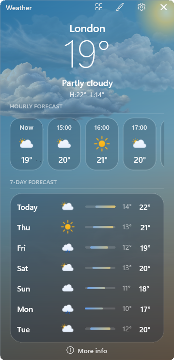 Weather widget preview