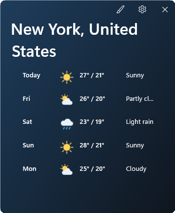 5-Day Weather Forecast widget preview