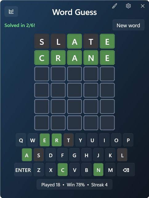 Word Guess widget preview